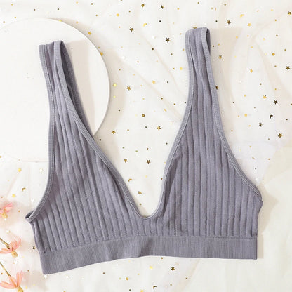 Deep V-neck Seamless Bra Push Up Bras For Women Bralette Sexy Lingerie Female Low Back Sleep Underwear Unlined Crop Top