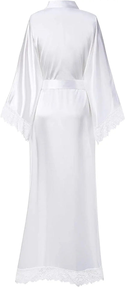 2019 New Silk Satin Lace Robes Bridesmaid Bride Robes Wedding Long Robe Bathrobe Womens Robe Lingerie Robe
