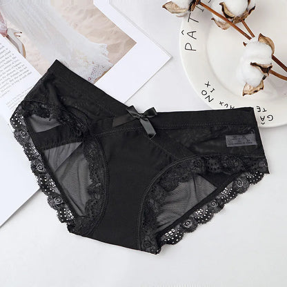 BANNIROU 1Pcs Underwear For Woman Sexy Lace Mesh Panties Women's Briefs Low-Rise Female Panties Women Underwear Sexy Lingerie