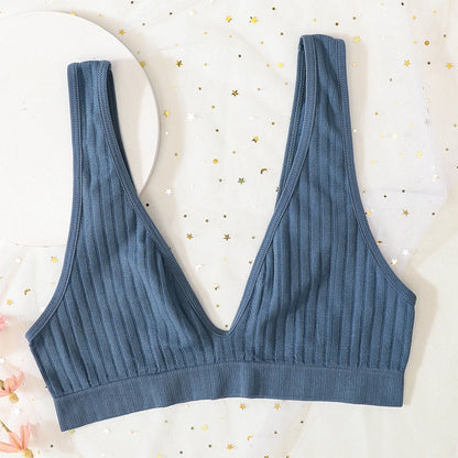 Deep V-neck Seamless Bra Push Up Bras For Women Bralette Sexy Lingerie Female Low Back Sleep Underwear Unlined Crop Top