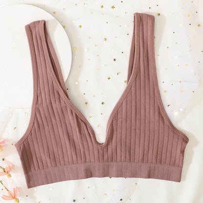 Deep V-neck Seamless Bra Push Up Bras For Women Bralette Sexy Lingerie Female Low Back Sleep Underwear Unlined Crop Top
