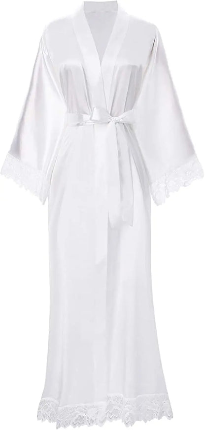 2019 New Silk Satin Lace Robes Bridesmaid Bride Robes Wedding Long Robe Bathrobe Womens Robe Lingerie Robe