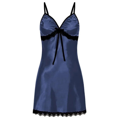 Lace Silk Satin Sleepwear Women Sexy Lingerie Night Dress Sleeveless Straps Mini Dress with Panties Nighties Nightgown
