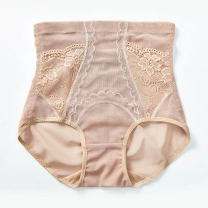 Women High Waist Body Shaper Slimming Butt Lifter Shapewear Solid Color Breathable Lace Underwear Tummy Control Panties Hip Pads