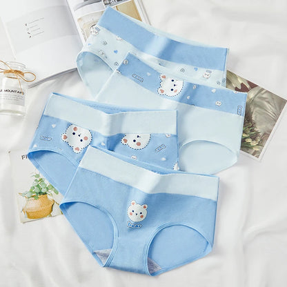 4Pcs Cotton Women's Panties High Waist Body Shaper Underwear Breathable Fashion Print Girls Briefs Cute Panty Female Lingerie