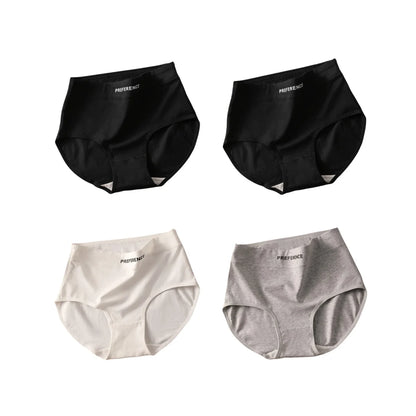 4Pcs/Set Women High-Waist Briefs Tummy Control Panties Soft & Breathable Cotton Underwear Plus Size Comfort Lingerie M-XXL