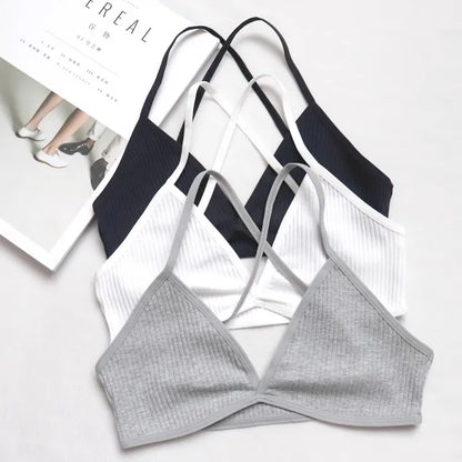 1/2pcs Seamless Lingerie Cotton Bras for Women Thin Unlined Bralette Sexy Deep V Triangle Cup Cross Beauty Back Bra Underwear