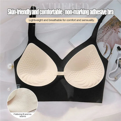 Women Seamless Bra Deep U Plunge Bras Backless Top for Dresses Sexy Lingerie Transparent Strap Push Up Strapless Underwea