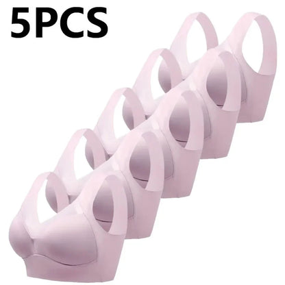 FallSweet 5PCS Plus Size Lace Push Up Bra for Women Wire-Free Backless Bralette Set Comfortable Breathable Brassiere Lingerie