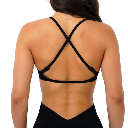 Women's Seamless Yoga Bra, 3-Way Convertible Strap Sports Bra with Removable Pads, Stretchy Luxe Fabric