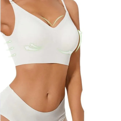 Women Invisible Bra Deep U Plunge Bras Backless Top for Dresses Sexy Lingerie with Transparent Strap Push Up Strapless Underwea