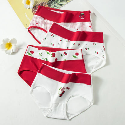 4Pcs Cotton Women's Panties High Waist Body Shaper Underwear Breathable Fashion Print Girls Briefs Cute Panty Female Lingerie