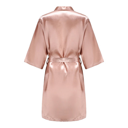 Wedding Party Team Bride Robe Kimono Satin Pajamas Bridesmaid Bathrobe With White Letters YE8171