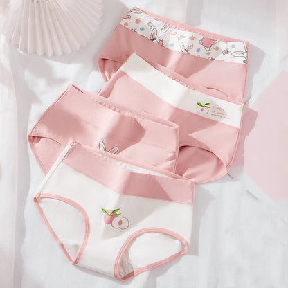 4Pcs Cotton Women's Panties High Waist Body Shaper Underwear Breathable Fashion Print Girls Briefs Cute Panty Female Lingerie