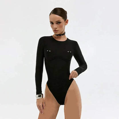 2025 Sexy Women One Piece Swimsuit Swimwear Female Solid Long Sleeves Monokini Swimming Suit Bathing Suit Biquini Beachwear