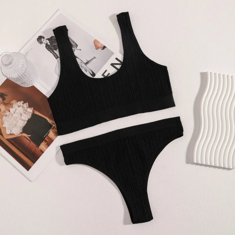 black / M Bra L Panties