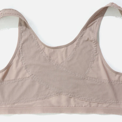 BEAUWEAR 7 Hooks Front Closure Unlined Thin Comfort Bra Plain Floral Undewear Full Cup Minimizer Wireless Lingerie 0XL-5XL