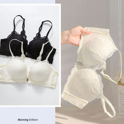 Lace Lingerie Wireless Deep V Bra Close-fitting Front Buckle Push Up Underwear Adjustable Shockproof Seamless Bras Girls Women