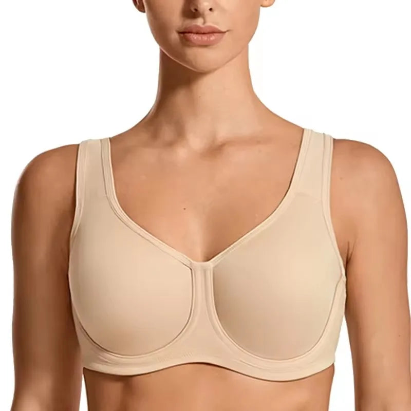 Full Coverage Sports Bra Womens High Impact Double Layer Quick Dry Max Control Yoga Running Non Padded Underwire Active Bra