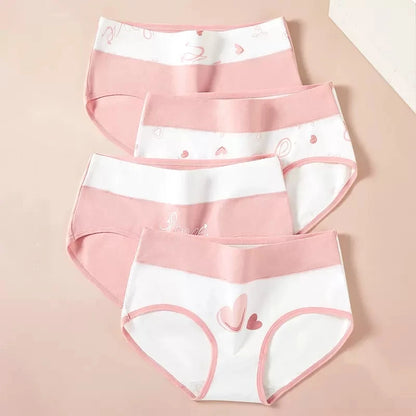 4Pcs Cotton Women's Panties High Waist Body Shaper Underwear Breathable Fashion Print Girls Briefs Cute Panty Female Lingerie