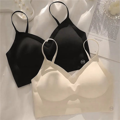 Women Seamless Bra Deep U Plunge Bras Backless Top for Dresses Sexy Lingerie Transparent Strap Push Up Strapless Underwea