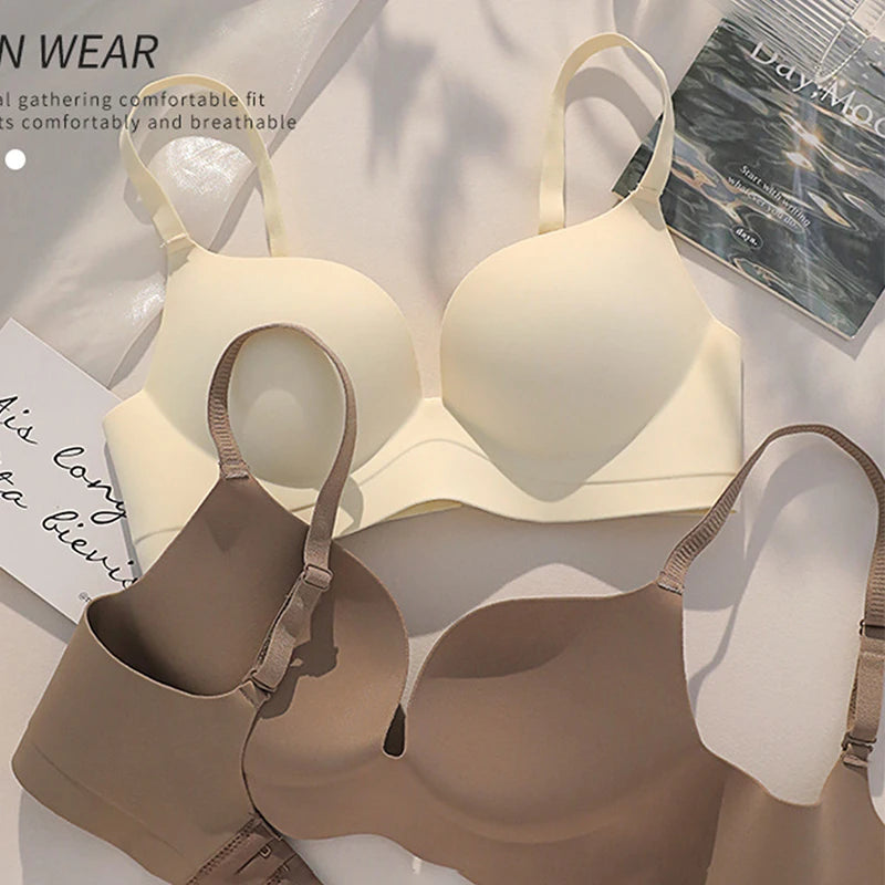 FINETOO 1PCS Women's Wireless Seamless Bra Smooth T-Shirt Bra Soft Padded Comfort Bralette Adjustable Strap Everyday Underwear