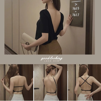 Women Seamless Bra Deep U Plunge Bras Backless Top for Dresses Sexy Lingerie Transparent Strap Push Up Strapless Underwea