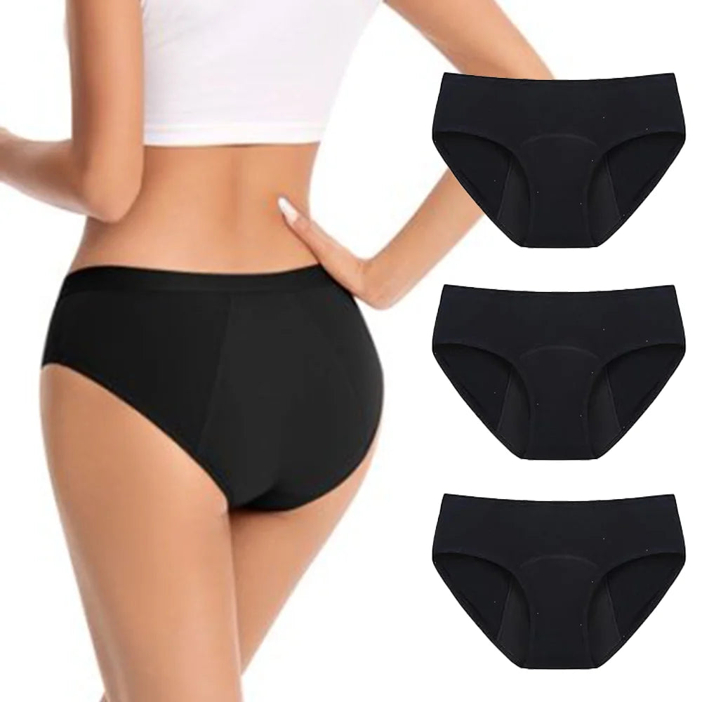 1/4PCS Women Period Panties Heavy Flow Leakproof Underwear Black Postpartum Menstrual Physiological Panty Teens Briefs S-3XL