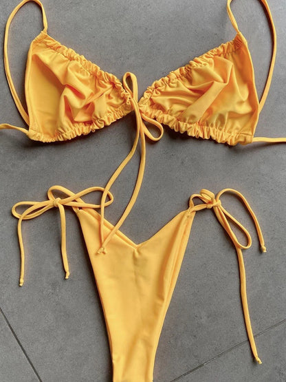 RUOTONGSEPT Low Waist Bikinis 2023 Triangle Swimwear Female Swimsuit Women Print Bikini set two-Piece Suit Push Up Bathing Suit