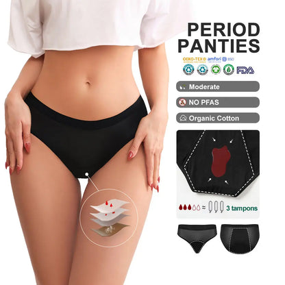 Hot Sale Low Waisted Breathable Moderate Period Underwear Leak Proof Women Period Undies No PFAS Teenager Women Period Panties