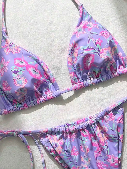 New Style Printed Fresh and Sexy Fashionable Women's Two-Piece Strappy Bikini Swimsuit