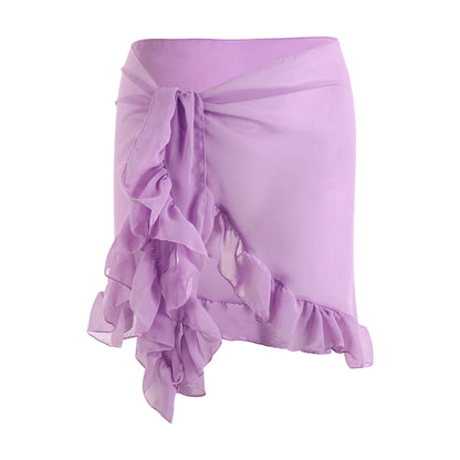 Yiiciovy 2023 Women Cover-Ups Skirts Chiffon Swimwear Pareo Scarf Bikini Cover-Ups Wrap Kaftan Sarong Beach Sexy Skirts 9 Colors