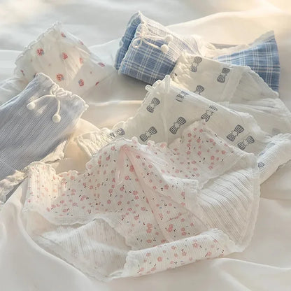 M-XL Cotton Panties Women's Underwear Panty Fashion Thread Bow  Briefs Lovely Girl Seamless Underpants Female Lingerie Selling