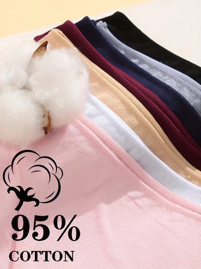 6pcs Cotton Women's Lingerie M-XXL Solid Seamless Panties Sexy Breathable Low-Waist Briefs Female Soft Comfortable Underpants