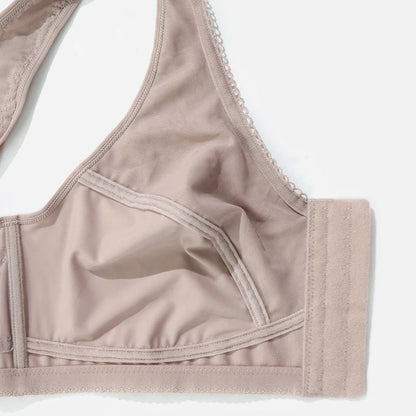 BEAUWEAR 7 Hooks Front Closure Unlined Thin Comfort Bra Plain Floral Undewear Full Cup Minimizer Wireless Lingerie 0XL-5XL