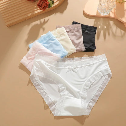 6Pcs/Set Women Ice Silk Seamless Briefs Sexy Comfortable Stretchy Semi Sheer French-Cut Panties Women's Underwear Breathable