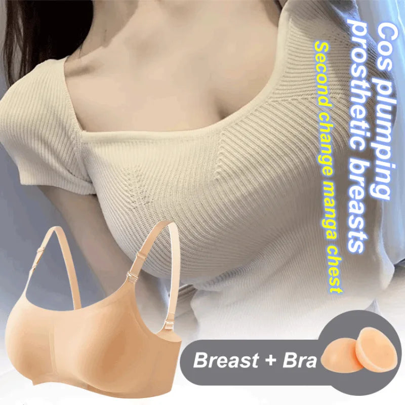 Silicone Fake Breast Forms Cosplay Breast Prosthesis Simulation Breast Enhancer Pads for Women,Crossdresser and Mastectomy