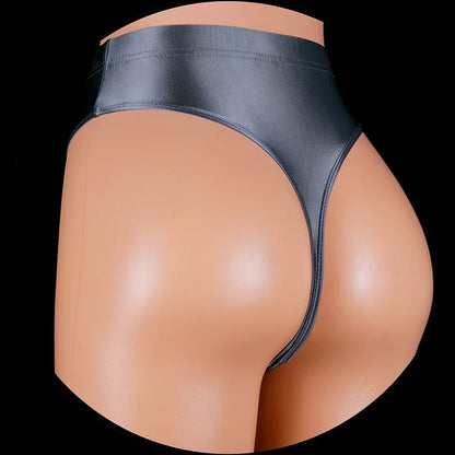 Japan Style Women Sexy thongs Shiny Smooth High Waist G-string Sexy T-Back lingerie Thong UnderWear Satin Glossy Femme Tight