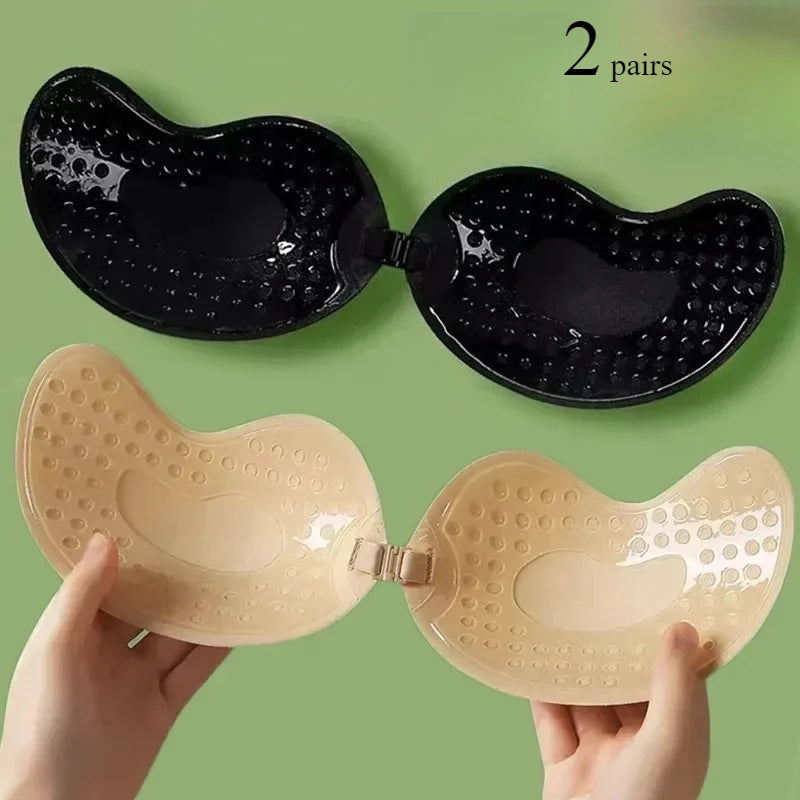 Invisible Push Up Bra For Women Breathable Bra Pads Silicone Bra Backless Strapless Bra Seamless Front Closure Bralette With Box