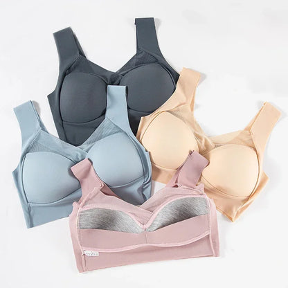 FallSweet 5PCS Plus Size Lace Push Up Bra for Women Wire-Free Backless Bralette Set Comfortable Breathable Brassiere Lingerie