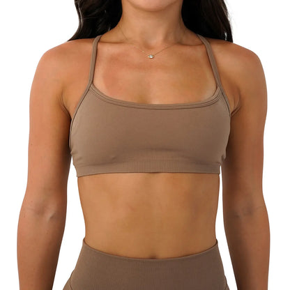 Women's Seamless Yoga Bra, 3-Way Convertible Strap Sports Bra with Removable Pads, Stretchy Luxe Fabric