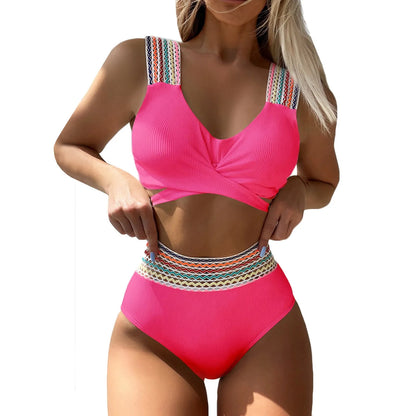 2024 Women High Waist Bikinis Swimwear Swimuit Female Retro Beachewear Bikini Set OIINAA Sexy Swimsuits Pink Style Princess
