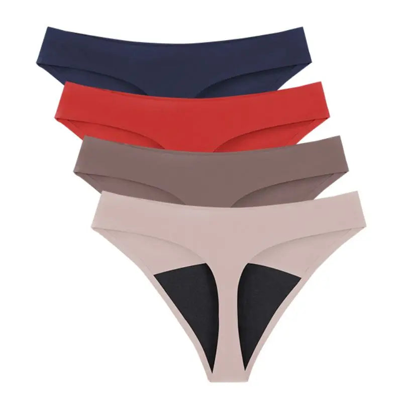 Hot Sale Seamless Low Waist Leak Proof 4 Layer Menstrual Panties Washable Light Flow Period Panties For Women Thong