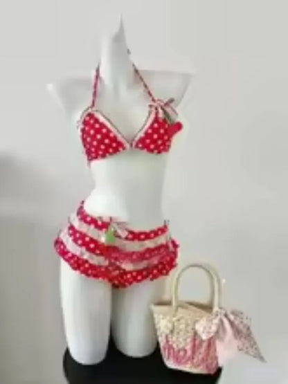Trendy Floral Print 3 Piece Bikini Set Women Low Waisted Tummy Control Push Up Stylish Beach Outfit Swimwear 2026 Beachwear New