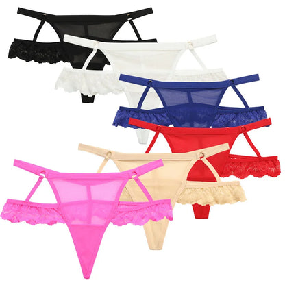 ALLTOOALL Women Sexy Hollow Out Thongs Panties Low Waist Lace Underwear Female Seamless Lingerie Transparent G-string Underpants