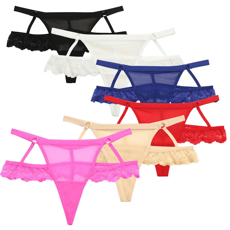 ALLTOOALL Women Sexy Hollow Out Thongs Panties Low Waist Lace Underwear Female Seamless Lingerie Transparent G-string Underpants