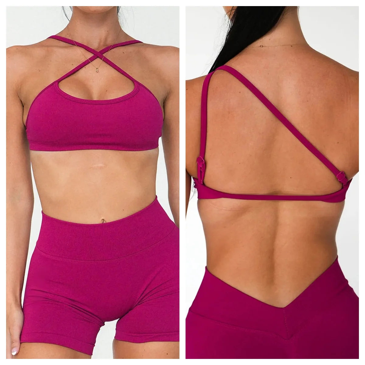 Women's Seamless Yoga Bra, 3-Way Convertible Strap Sports Bra with Removable Pads, Stretchy Luxe Fabric