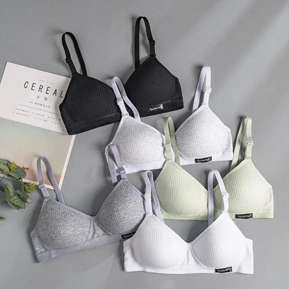 Cotton Women's AB cup Bra Underwear Wireless Gathering Comfortable V-Bra Women's Upward Push Underwear