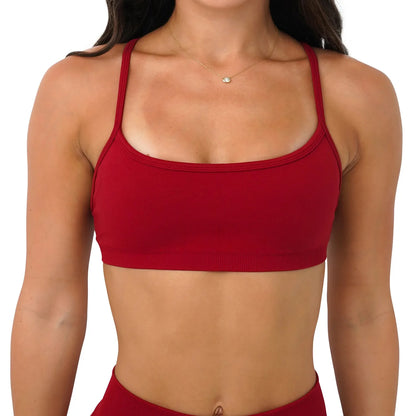 Women's Seamless Yoga Bra, 3-Way Convertible Strap Sports Bra with Removable Pads, Stretchy Luxe Fabric