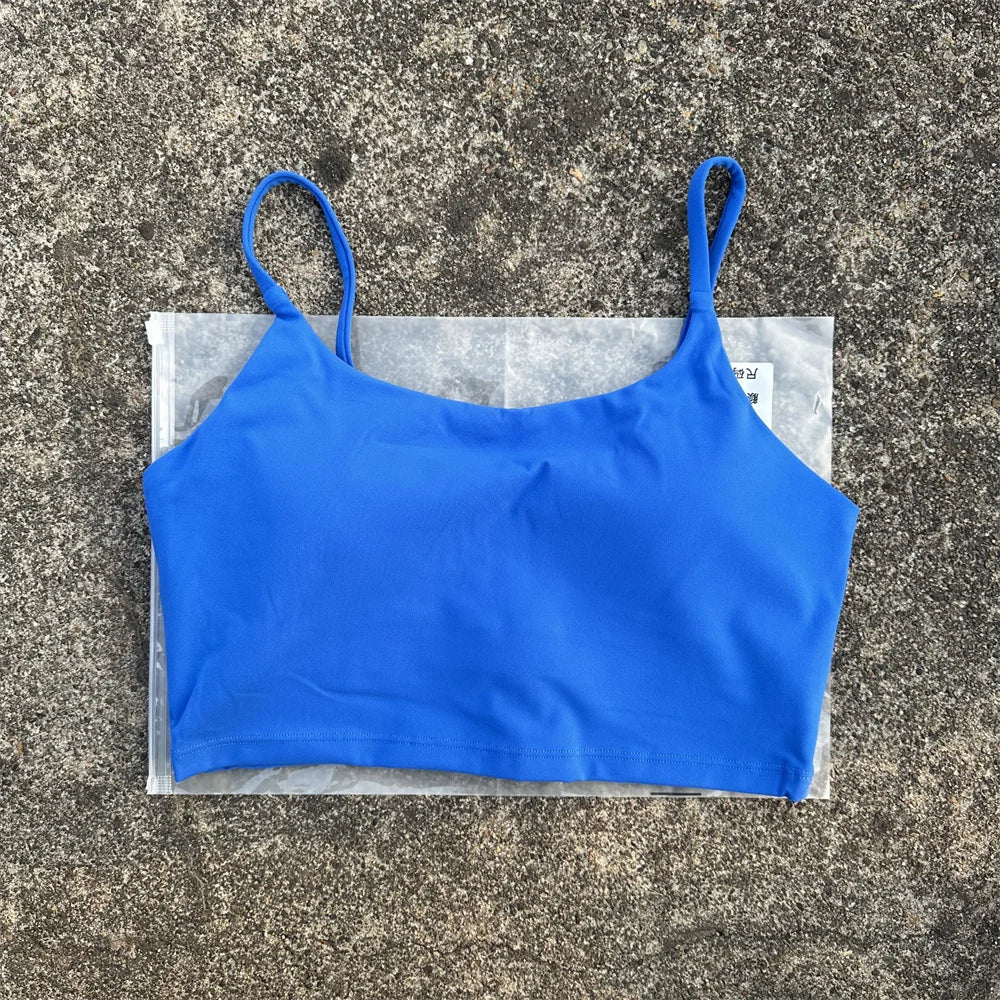 Solid Color Women fitness Fitness Sport Bra Top Gym Yoga underwear Suspenders U-neck spaghetti strap vest Workout With Chest Pad
